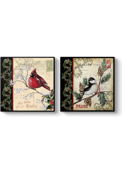 Kuşlar 2 Parçalı Tablo