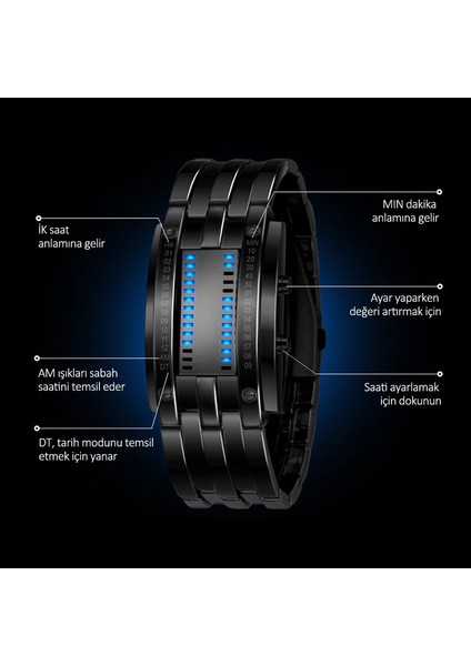 Paslanmaz Çelik Dijital LED Saat (Yurt Dışından)