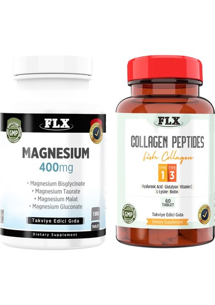 Magnezyum 180 Tablet & Flx Kollajen Tip 1-3 60 Tablet
