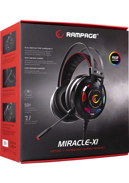 Miracle-X1 RGB 7.1 Sound Titreşimli Mikrofonlu Oyuncu Kulaklığı