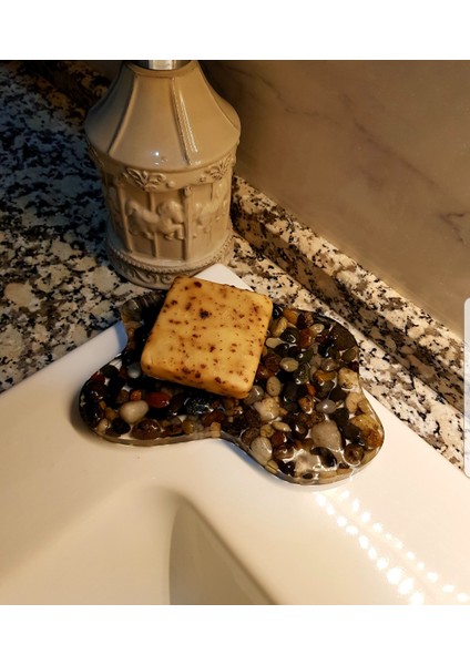 Büyük Boy Dekoratif Doğal Taşlı Epoksi Katı Kalıp Sabunluk