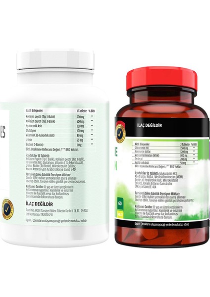 Kollajen Tip 1-3 90 Tablet & Glucosamine Zerdeçal 60 Tablet