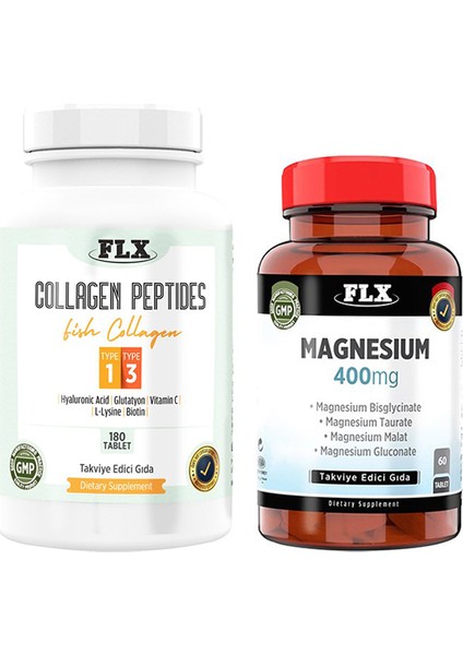 Kollajen Tip 1-3 180 Tablet & Flx Magnezyum Malat 60 Tablet