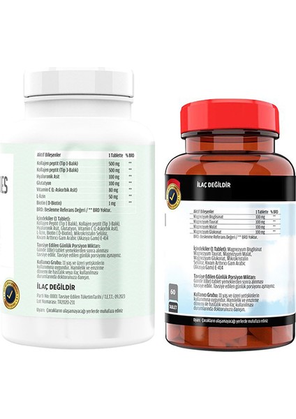 Kollajen Tip 1-3 180 Tablet & Flx Magnezyum Malat 60 Tablet