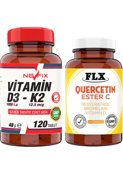 Vitamin D3-K2 120 Tablet & Flx Kuersetin Ester C 60 Tablet