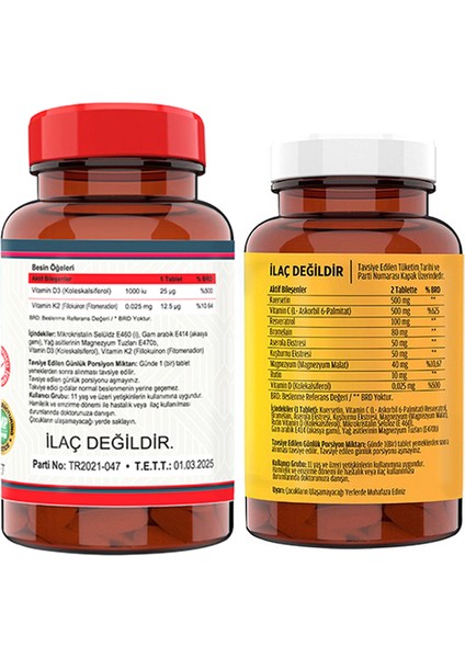 Vitamin D3-K2 120 Tablet & Flx Kuersetin Ester C 60 Tablet