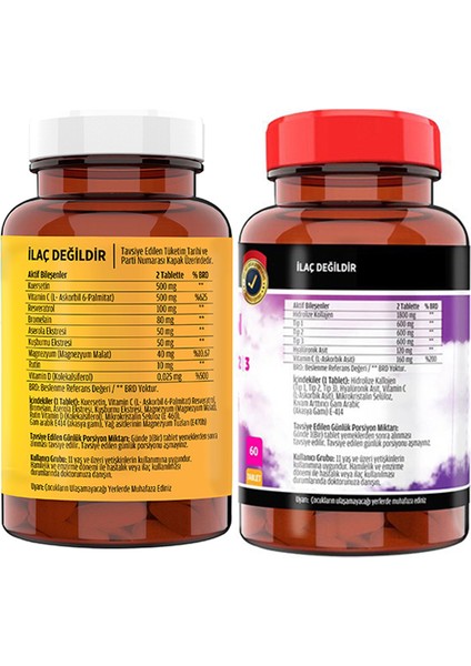 Kuersetin Ester C 60 Tablet & Kollajen Tip-1-2-3 60 Tablet