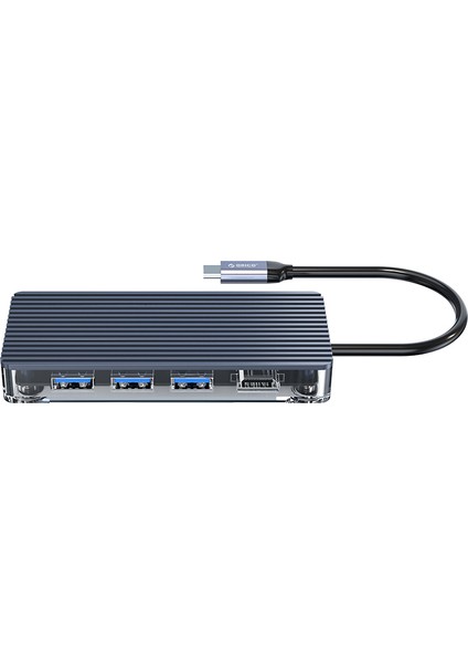 6 Portlu USB 3.0 100W RJ45 1000Mbps HDMI Çoklayıcı HUB Gri