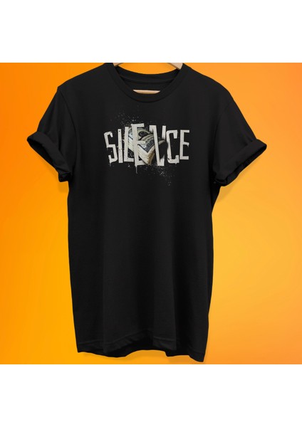 Silence Baskılı %100 Pamuk Oversize T-Shirt Büyük Beden TişörtShirt