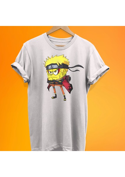 Sünger Bob Baskılı %100 Pamuk Oversize T-Shirt Büyük Beden Tişört
