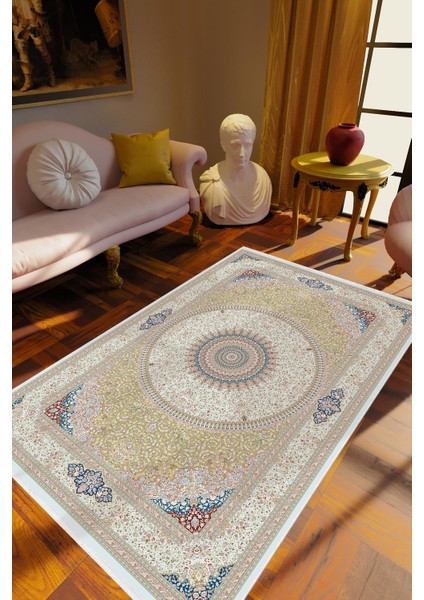 Salon Halısı Eskitme Yeşil Kaydırmaz Kesme Yıkanabilir Ince Halı