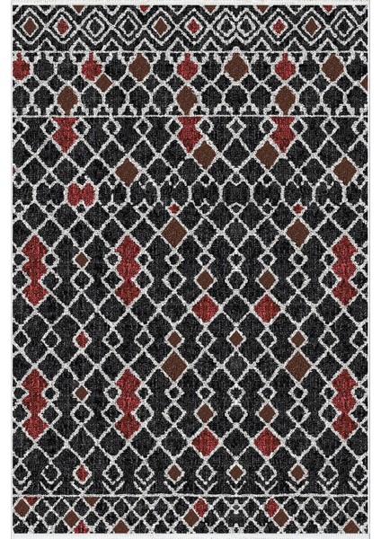 Kilim Desenli Otantik Eskitme Siyah Bordo Kaydırmaz Kesme Yıkanabilir Ince Halı fiyatları