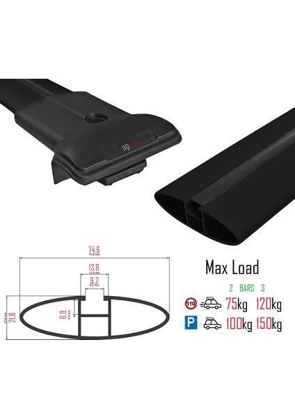 Mercedes Viano 2003 ve Sonrası Ara Atkı Tavan Barı-Siyah 3 Adet Bar indirimleri