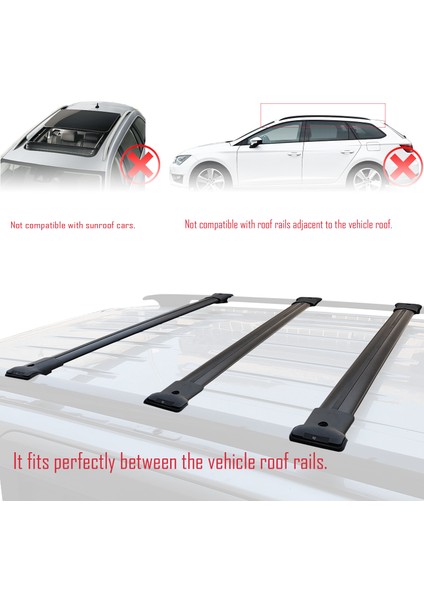 Citroen Nemo 2007 ve Sonrası Ara Atkı Tavan Barı-Siyah 3 Adet Bar