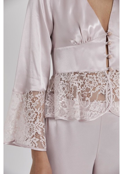 Saten Dantelli Pijama Takımı - 1100 modelleri