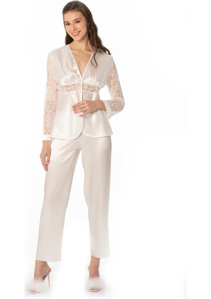 Saten Dantelli Pijama Takımı - 1121