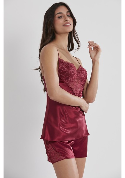 Saten Dantelli Şort & Kombi Takım - 425