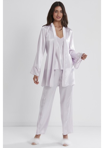 Kadife Saten 3'lü Pijama Takım - 2040