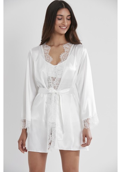 Saten Dantelli 3'lü Şort & Kombi & Sabahlık Takım 2490