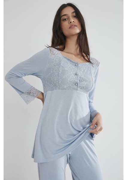 Penye Dantelli Pijama Takımı - 1241 fırsatları