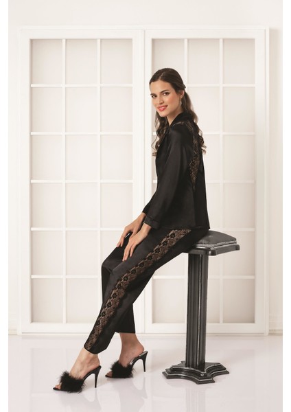 Saten Dantelli Pijama Takımı - 1438 fiyatları