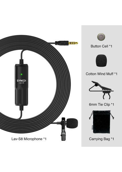 Synco Lav-S8 Profesyonel Yaka Mikrofonu Klipsli Çok (Yurt Dışından)