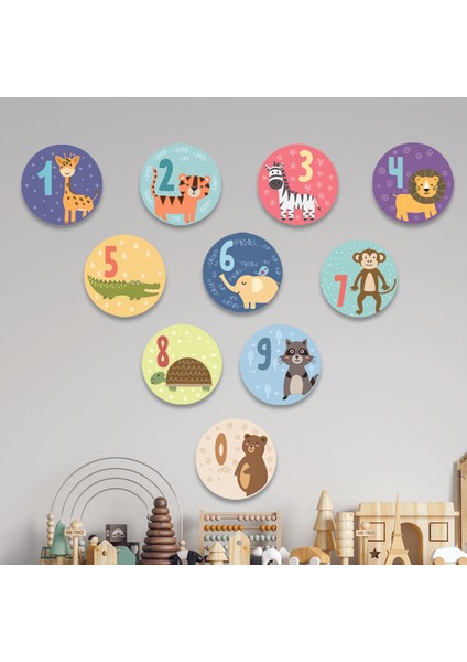 Hayvanlı Sayılar Yuvarlak Ahşap Set