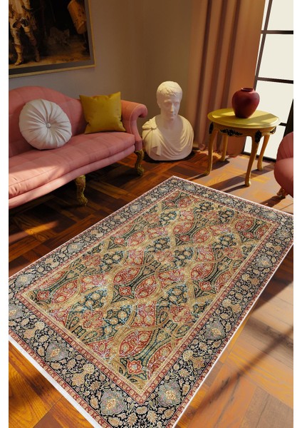 Eskitme Klasik Bordo Kaydırmaz Kesme Yıkanabilir Ince Halı