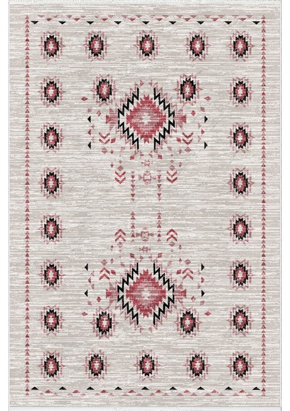 Kilim Desenli Otantik Eskitme Ekru Gri Gülkkurusu Kaydırmaz Kesme Yıkanabilir Ince Halı fiyatları