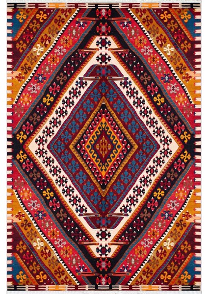 Kilim Desenli Otantik Eskitme Kahverengi Kaydırmaz Kesme Yıkanabilir Ince Halı fiyatları