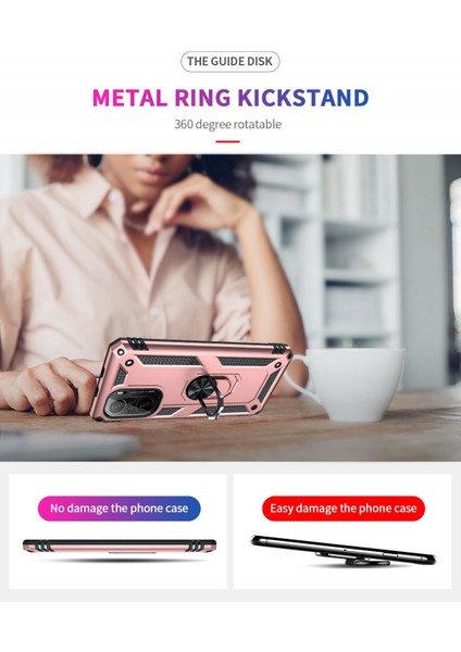 Xiaomi Redmi K40 Pro Kılıf Tank Yüzüklü Silikon Sofya - Rose fırsatları