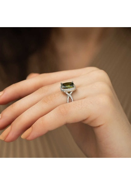 Gümüş Baget Kare Bayan Yüzük modelleri