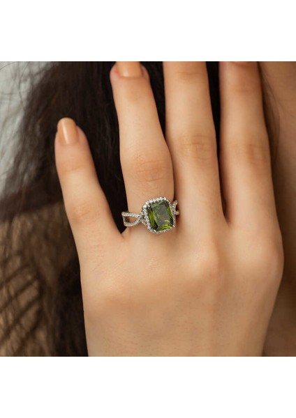 Gümüş Baget Kare Bayan Yüzük fırsatları