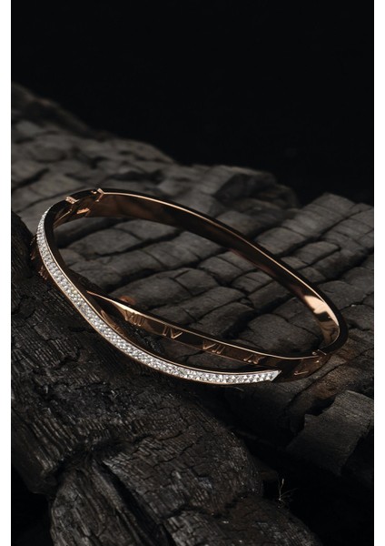 Kadın Roma Rakamlı Taş Işlemeli Model Bileklik Rose Renk Cblromaisle-Ros fiyatları