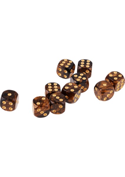 10 Adet Renkli Zar, (Altı Taraflı), 16MM, D6 Siyah + Altın (Yurt Dışından) indirimleri