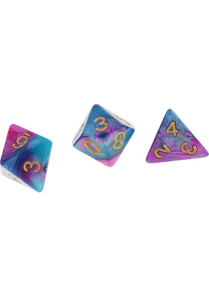 Rpg Kurulu Oyunu Için 7x Polyhedral Zar Oyunu Mor Mavi (Yurt Dışından)