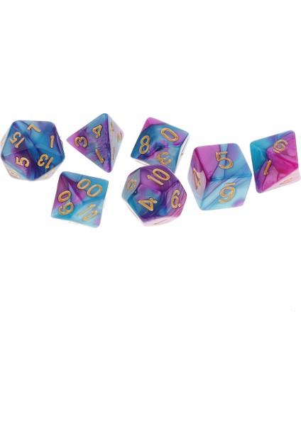 Rpg Kurulu Oyunu Için 7x Polyhedral Zar Oyunu Mor Mavi (Yurt Dışından)