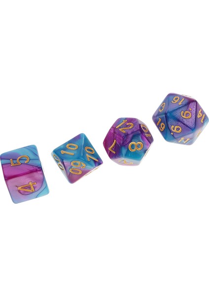 Rpg Kurulu Oyunu Için 7x Polyhedral Zar Oyunu Mor Mavi (Yurt Dışından)