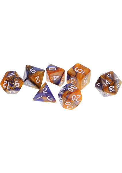 7 Adet Paketi Polyedral Dice D & D Rpg Mtg Parti Oyunu Oyuncak Mavi Sarı Set (Yurt Dışından)