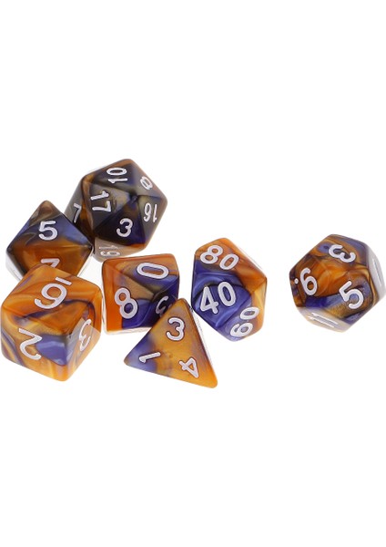 7 Adet Paketi Polyedral Dice D & D Rpg Mtg Parti Oyunu Oyuncak Mavi Sarı Set (Yurt Dışından)