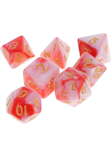 Strade Store 7 Adet Paketi Polyhedral Dice D & D Trpg Için Mtg Parti Oyunları Oyuncaklar Set Kırmızı Beyaz (Yurt Dışından)