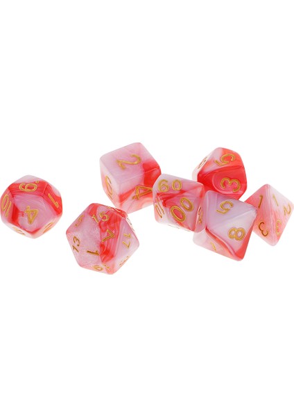 Strade Store 7 Adet Paketi Polyhedral Dice D & D Trpg Için Mtg Parti Oyunları Oyuncaklar Set Kırmızı Beyaz (Yurt Dışından)