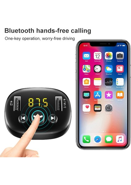 372 Araba Çok Fonksiyonlu Akıllı Mp3 Çalar Çift USB Bluetooth Hands-Free Alıcı (Yurt Dışından)