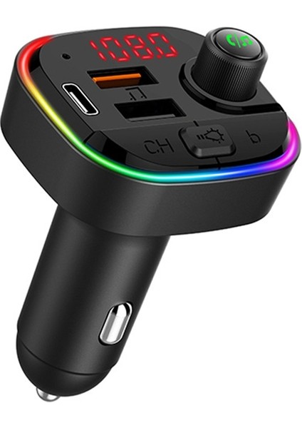C13 Çok Fonksiyonlu Araba Çift USB Pd Hızlı Şarj Bluetooth Fm Verici Atmosfer Işık ile (Yurt Dışından)