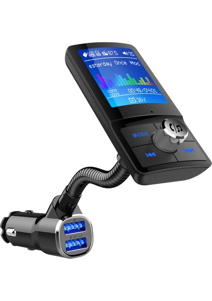 Bc-43 Bluetooth Araç Kiti Fm Verici Araba 2 LED Ekranlı USB Şarj (Yurt Dışından)