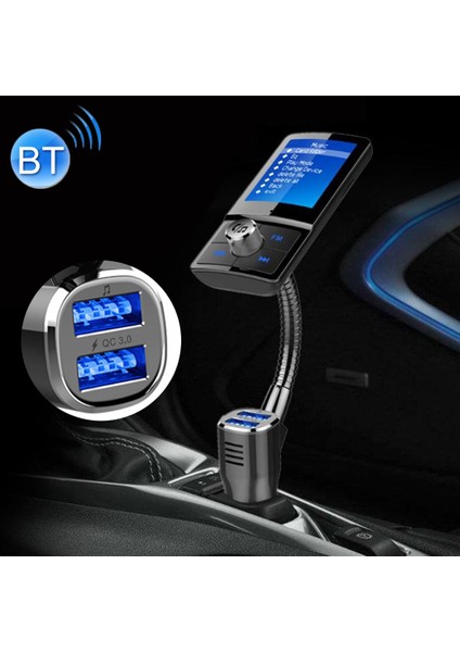 Bc-43 Bluetooth Araç Kiti Fm Verici Araba 2 LED Ekranlı USB Şarj (Yurt Dışından)