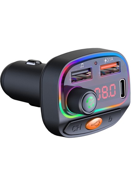 C15 Çok Fonksiyonlu Araba Çift 3.1A + Tip-C USB Şarj Bluetooth Fm Verici Atmosfer Işık ile (Yurt Dışından) fiyatları
