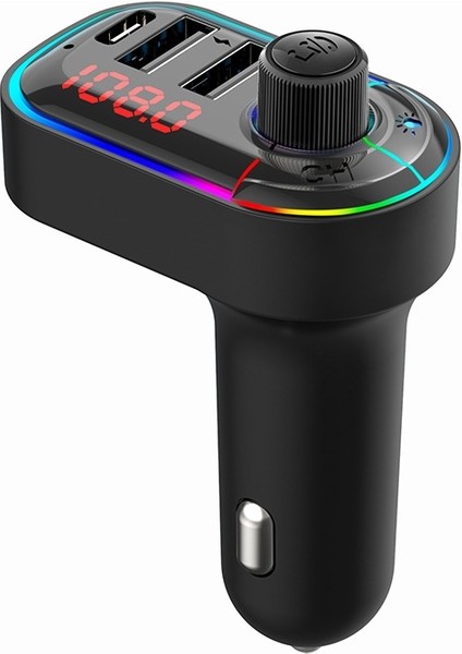 C12 Çok Fonksiyonlu Araç Çift USB Şarj Bluetooth Fm Verici Atmosfer Işık ile (Yurt Dışından)