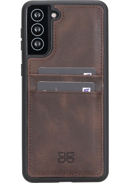 Fxc-Cc Deri Telefon Kılıfı Samsung S21 Plus TN03 Kahve