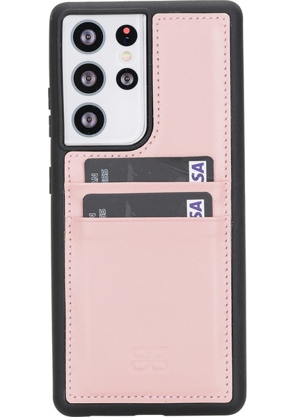 Fxc-Cc Deri Telefon Kılıfı Samsung S21 Ultra Nu2 Pembe
